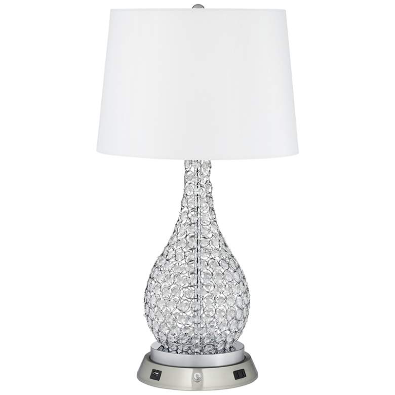 Kasey Beaded Table Lamp with Dimmable USB Workstation Base