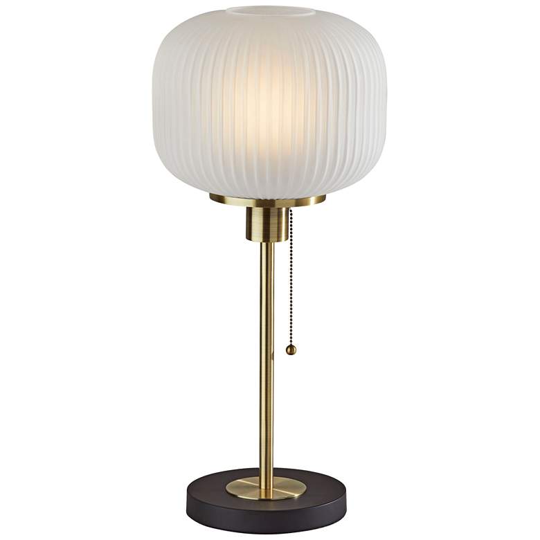 Hazel Antique Brass and Ribbed Glass Accent Table Lamp