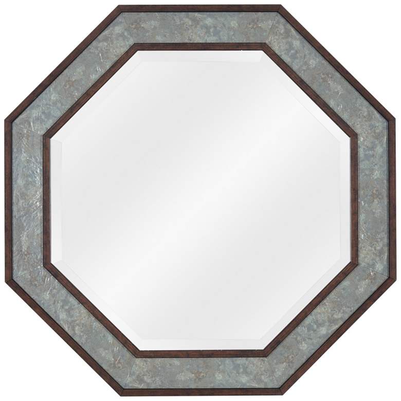 Saundra Green Slate and Brown 34" x 34" Octagon Wall Mirror