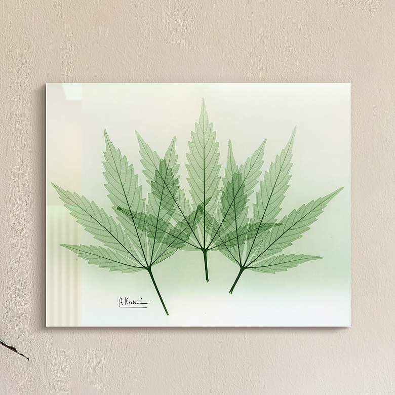 Green Flower 20"W Floating Tempered Glass Graphic Wall Art