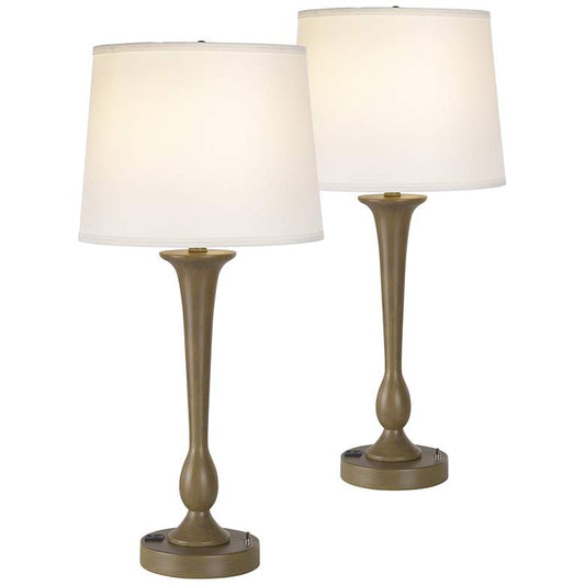 Brubaker Papyrus Table Lamps Set of 2 With Built In 3-Prong Outlet