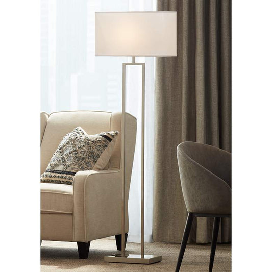 Everett Satin Nickel Open Column Floor Lamp