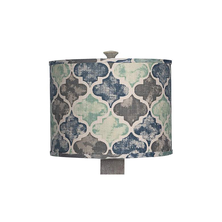 Gables Washed Wood Finish Country Planks Blue Shade Table Lamp