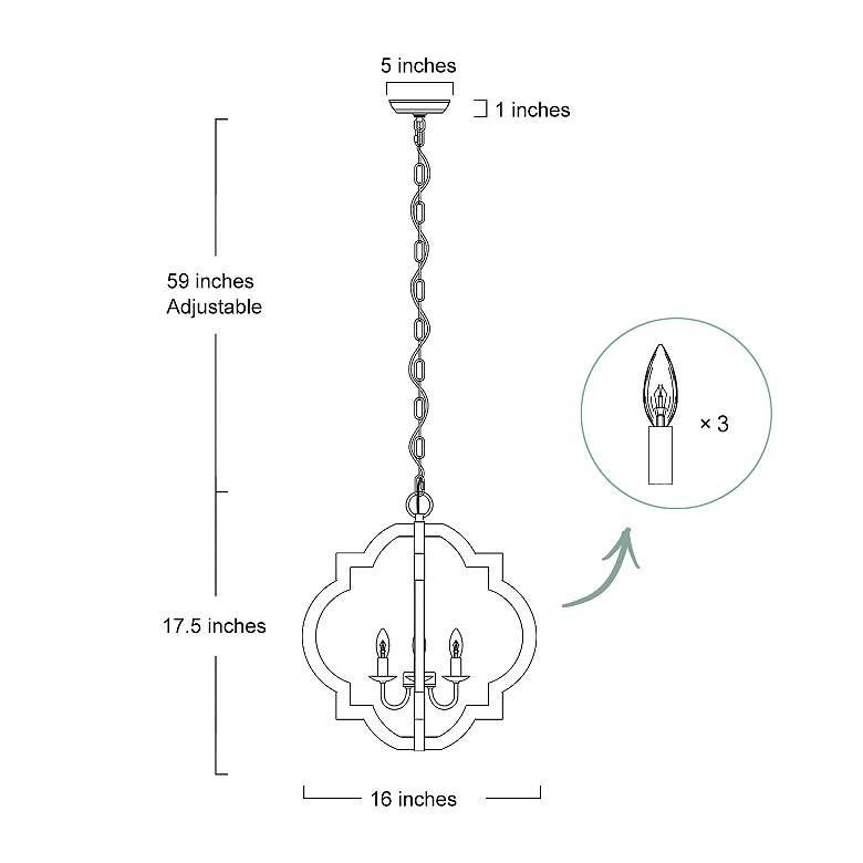 Cachil 16" Wide 3-Light Quatrefoil Candle Chandelier