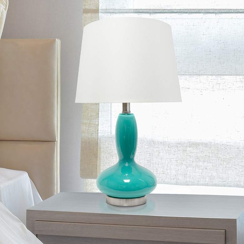 Lalia Home Dollop Teal Glass Accent Table Lamp