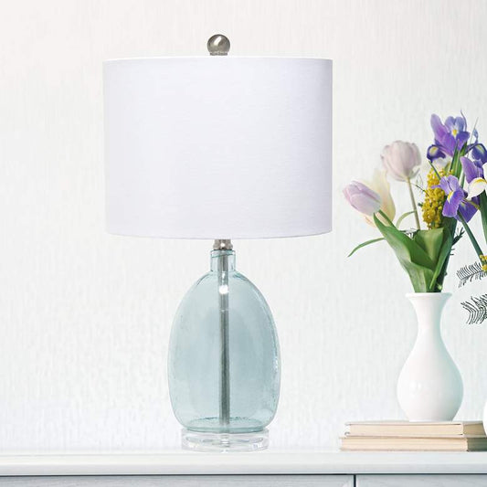 Lalia Home Clear Blue Oval Glass Accent Table Lamp