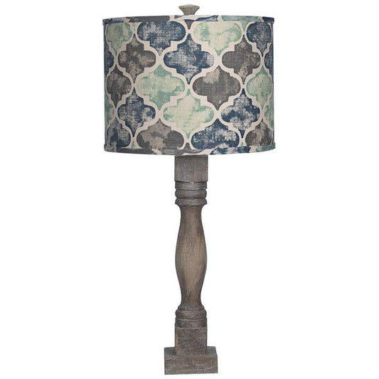 Gables Washed Wood Finish Country Planks Blue Shade Table Lamp