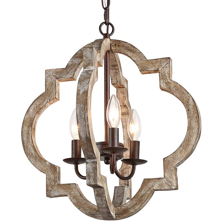 Cachil 16" Wide 3-Light Quatrefoil Candle Chandelier