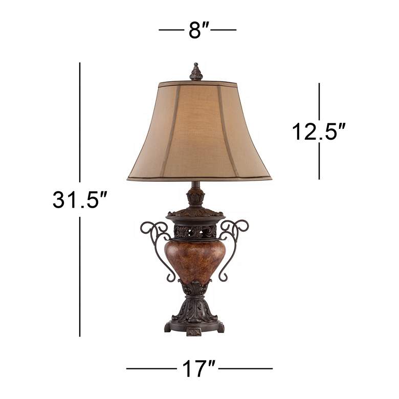 Bronze Crackle Large Traditional Urn Table Lamp with USB Cord Dimmer