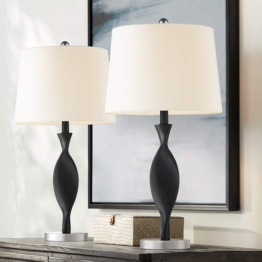 Debra Black Finish Modern Table Lamps Set of 2