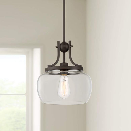 Kristov 10 1/2" Wide Bronze Clear Glass Mini Pendant Light