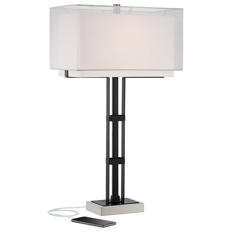 Jacky Modern Industrial Black Table Lamp with USB Port