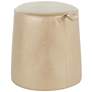 Rollo Round Gold Faux Leather Ottoman with Pull Tab