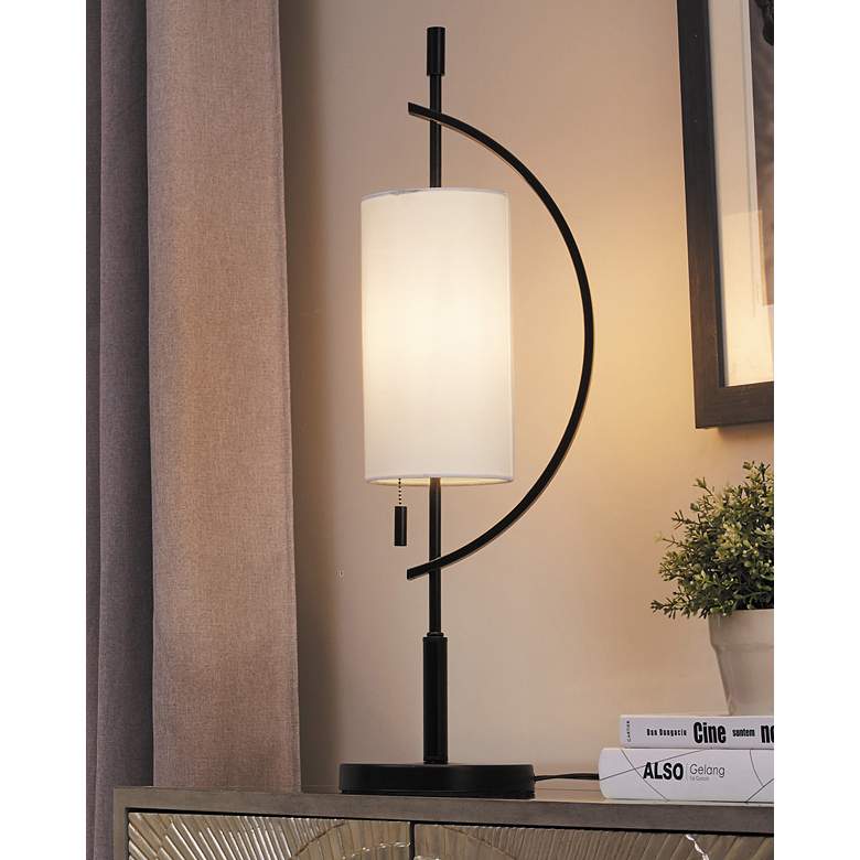 Lite Source Renessa Black and White Modern Table Lamp