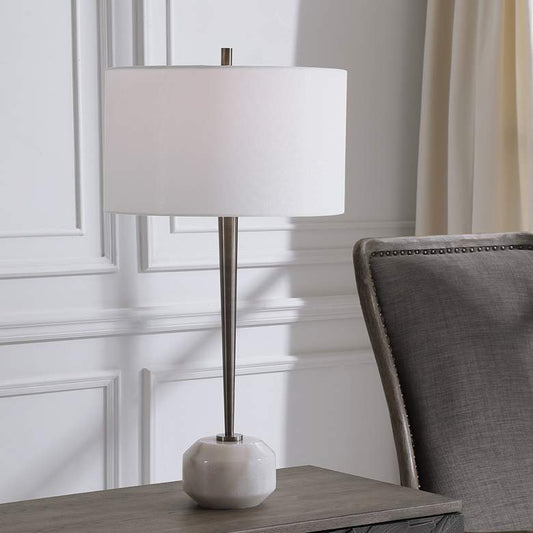 Danes Black Nickel and White Tapered Table Lamp