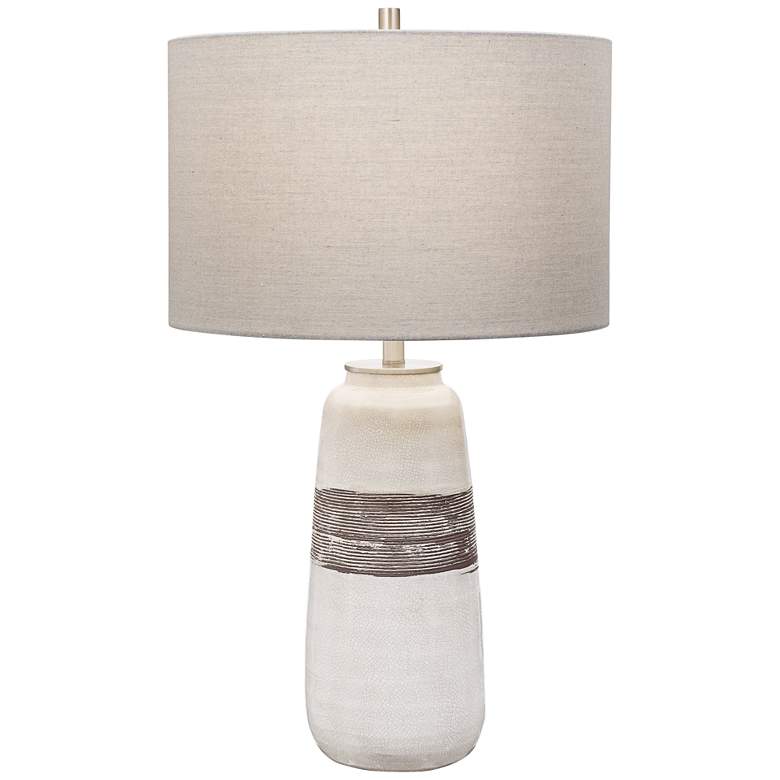 Comanche Off-White and Brown Ceramic Table Lamp