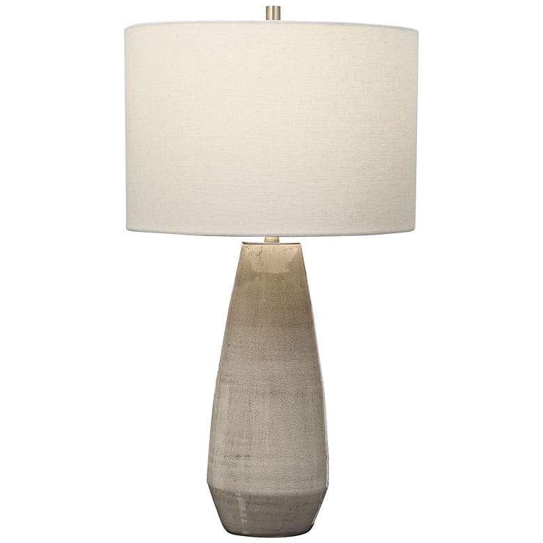 Volterra Crackled Taupe-Gray Ceramic Table Lamp