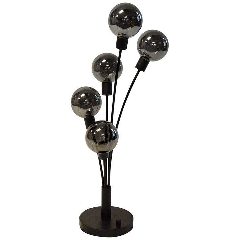 Budding Branch Black 5-Light Table Lamp with Smoked Shade