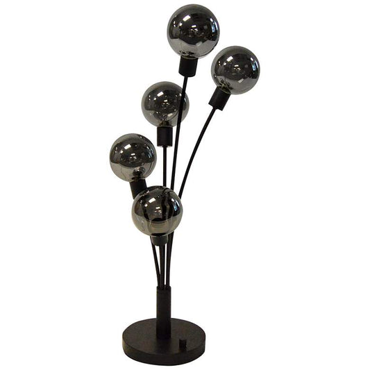 Budding Branch Black 5-Light Table Lamp with Smoked Shade