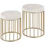 Canary Round Gold Metal Cage Nesting Ottomans Set of 2