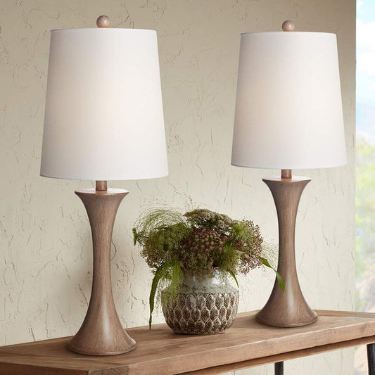 Curve Column Modern Farmhouse Table Lamps Set of 2