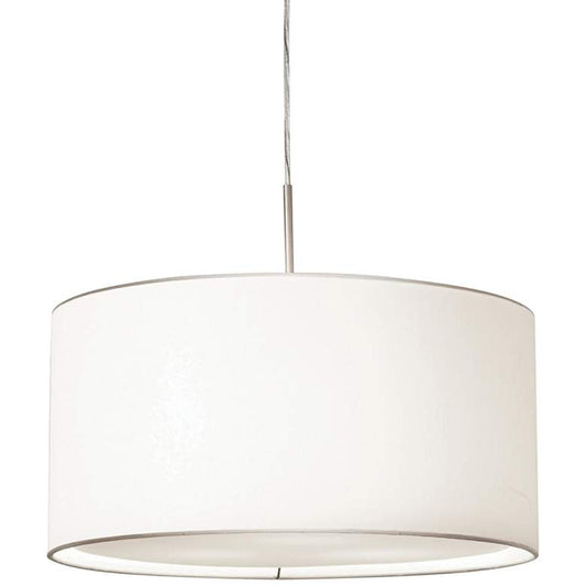 Mae 20" Wide Satin Nickel and White Drum Pendant Light