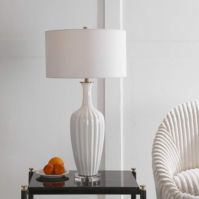 Strauss Gloss White Glaze Ceramic Table Lamp