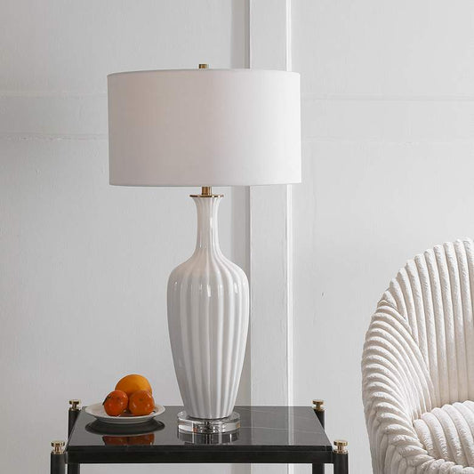 Strauss Gloss White Glaze Ceramic Table Lamp