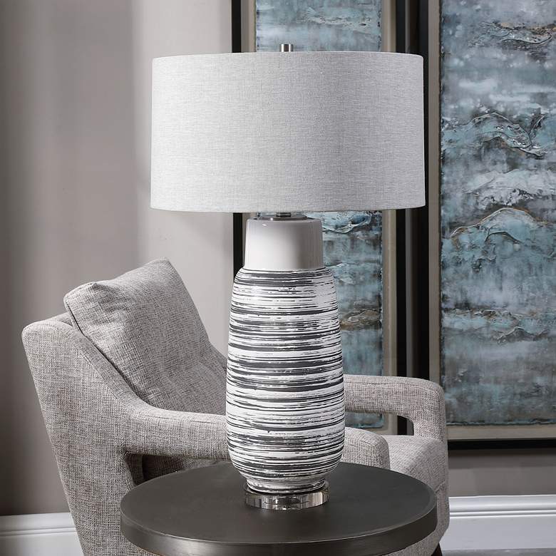 Magellan Distressed Aged Ivory Glaze Table Lamp