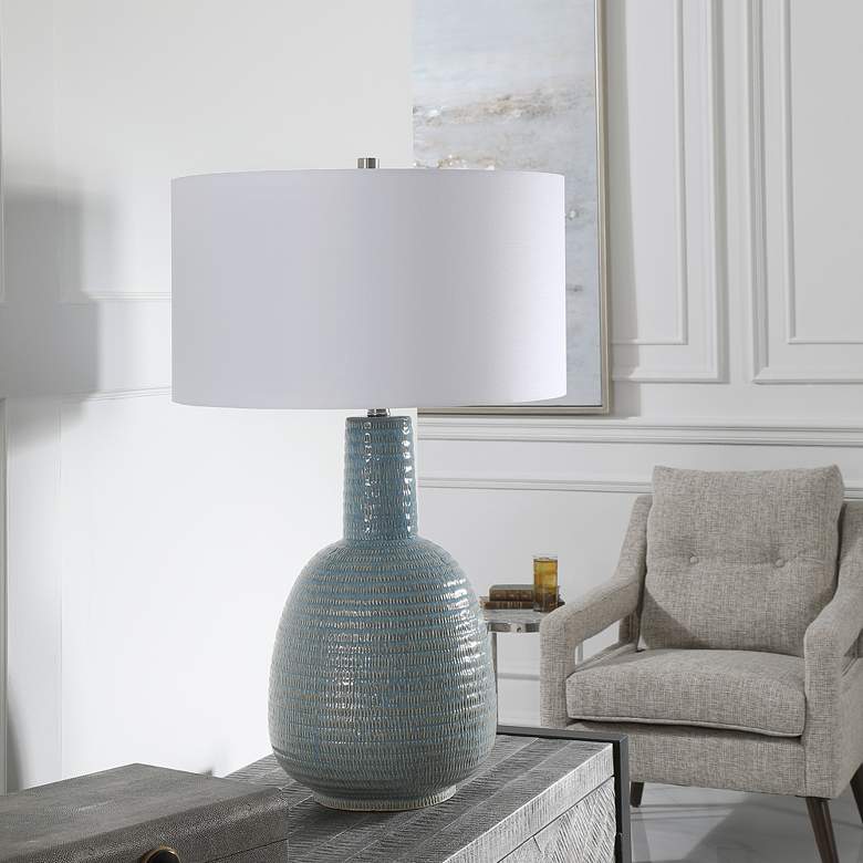 Delta Distressed Light Aqua Glaze Table Lamp