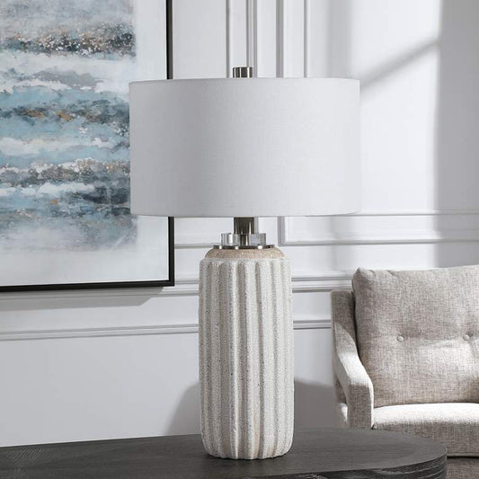 Azariah Cream and Beige Crackle Glaze Table Lamp