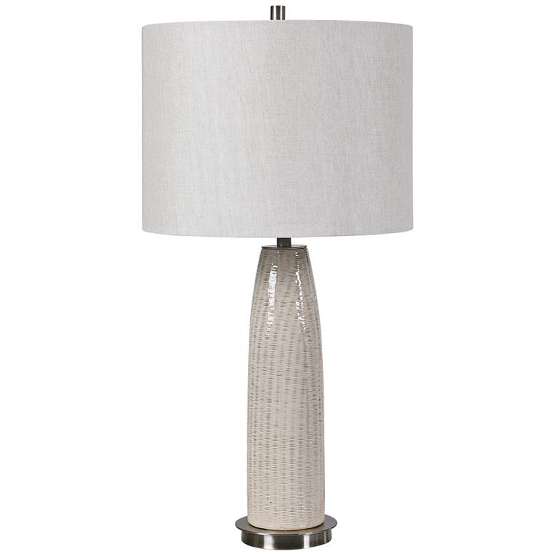 Delgado Distressed Light Gray Ceramic Table Lamp