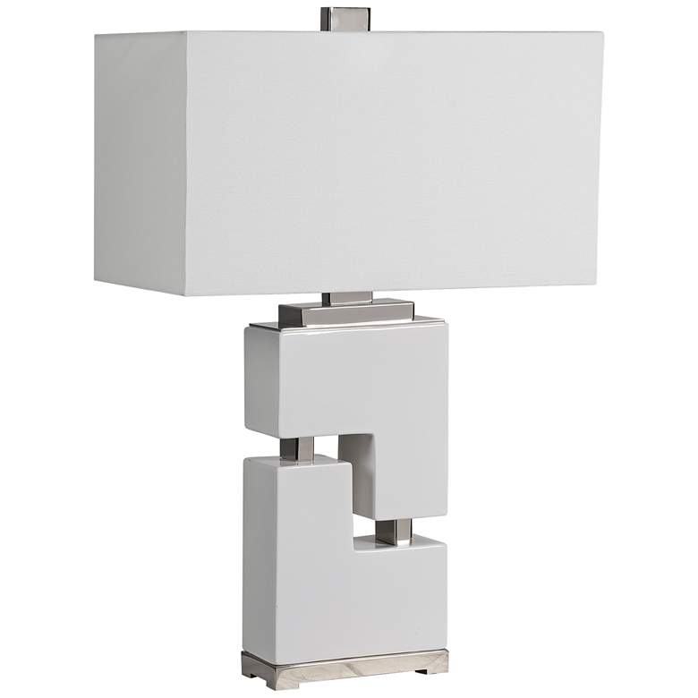 Tetris Gloss White Glaze Ceramic Table Lamp