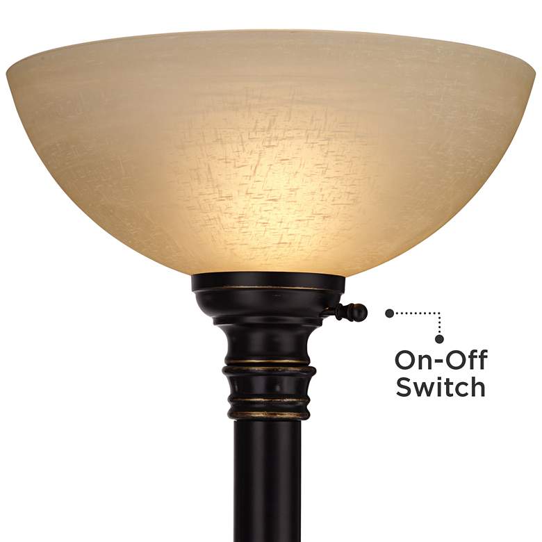 Garver Bronze Torchiere Floor Lamp with Reader Arm