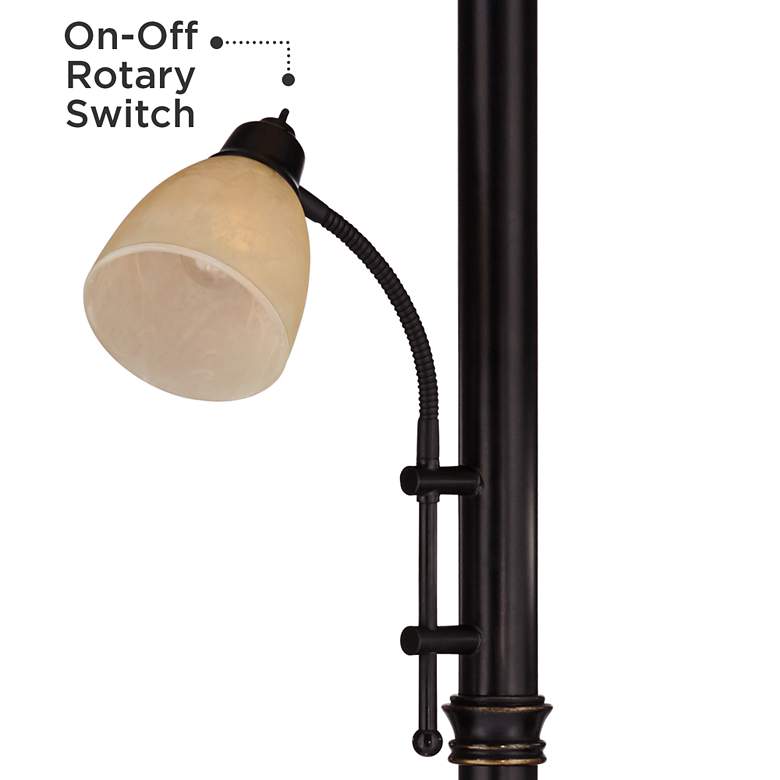 Garver Bronze Torchiere Floor Lamp with Reader Arm