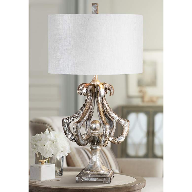 Vinadio Distressed Silver Leaf Table Lamp