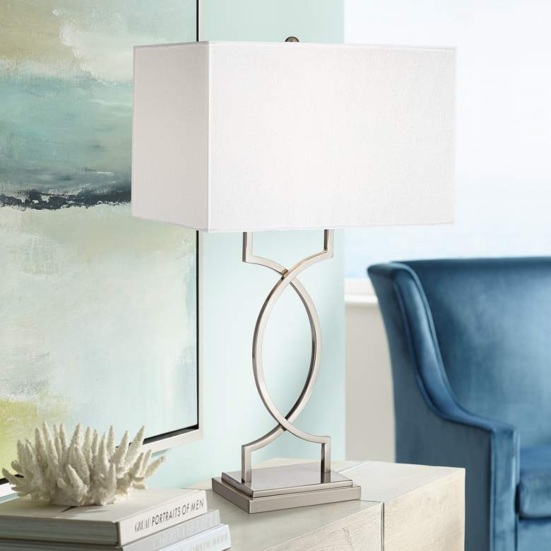 Modern Rome Brushed Nickel and Brushed Steel Table Lamp