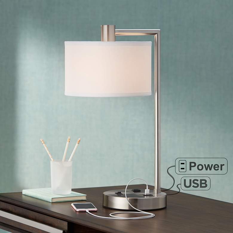 Colby Bronze Finish Desk Lamp with Outlet and USB Port