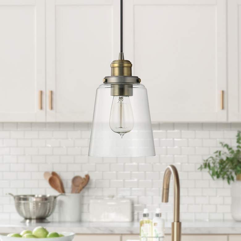 Capital 6" Wide Graphite and Aged Brass Mini Pendant Light