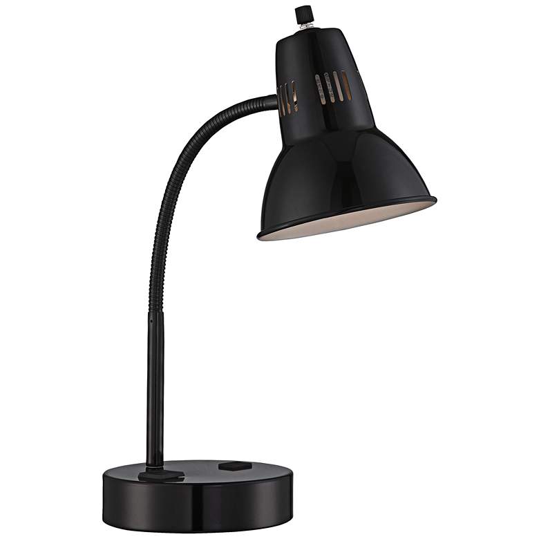 Lite Source Pagan Outlet and USB Port Black Desk Lamp