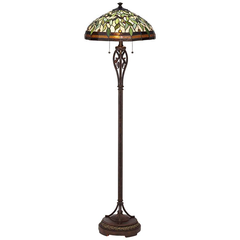 Leaf and Vine II Pull-Chain Tiffany-Style Floor Lamp