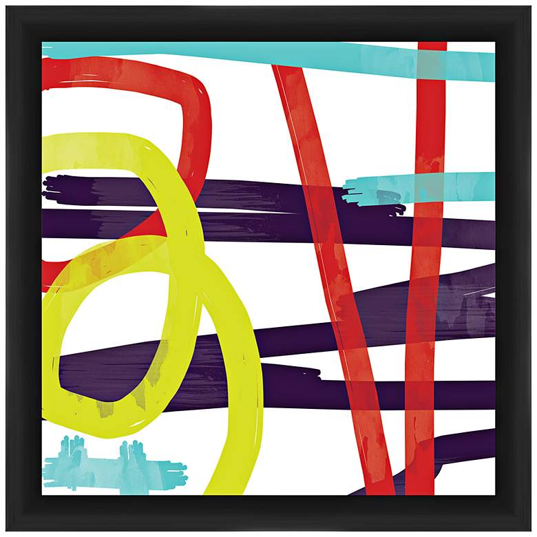 Fast Swirls 18" Square Framed Abstract Wall Art