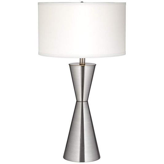 Troubadour Brushed Steel Tapered Table Lamp