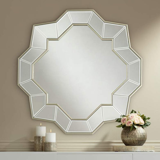 Possini Euro Aurora 31 1/4" Champagne Quatrefoil Wall Mirror