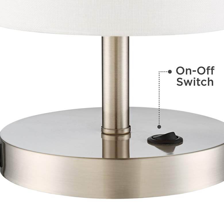 Brushed Nickel Outlet USB Table Lamps Set of 2