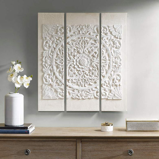 Mandala 35 1/2" High Triptych 3-Piece 3D Canvas Wall Art Set