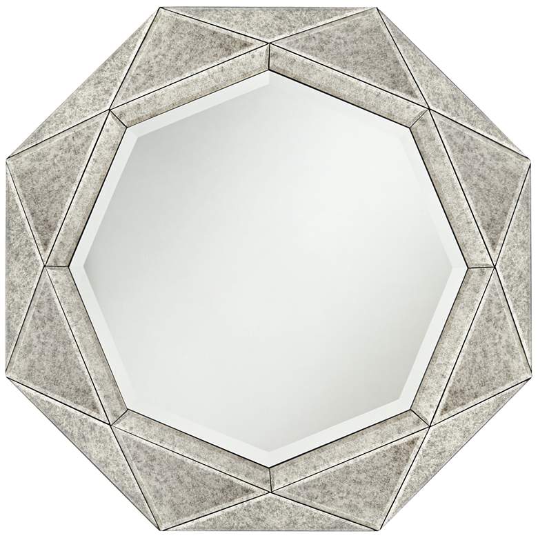 Possini Euro Dana 31 1/2" Round Octagon Antiqued Gray Wall Mirror