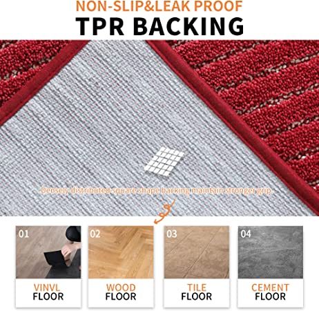 Kitchen Mat Faux Linen Kitchen Rug Non Skid Small Area Rug Rubber Backing  Rugs for Sink Front Absorbent Bathroom Rugs , Oatmeal 17*29in+17*47in 