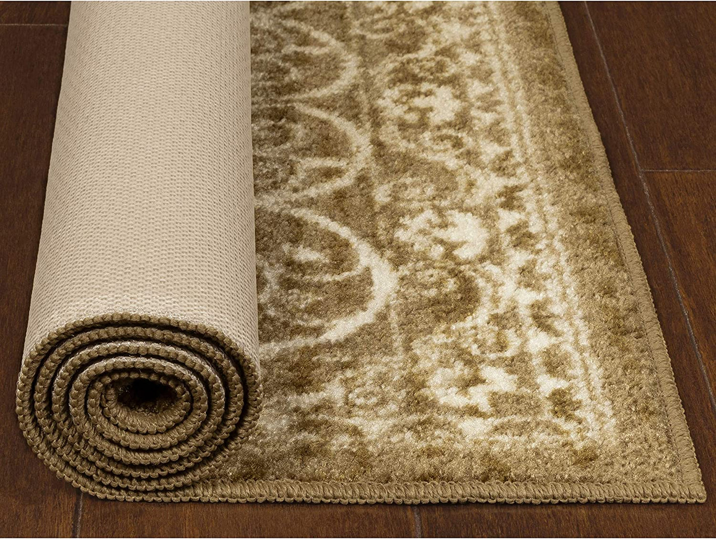 Maples Rugs Pelham Vintage Runner Rug Non Slip Washable Khaki