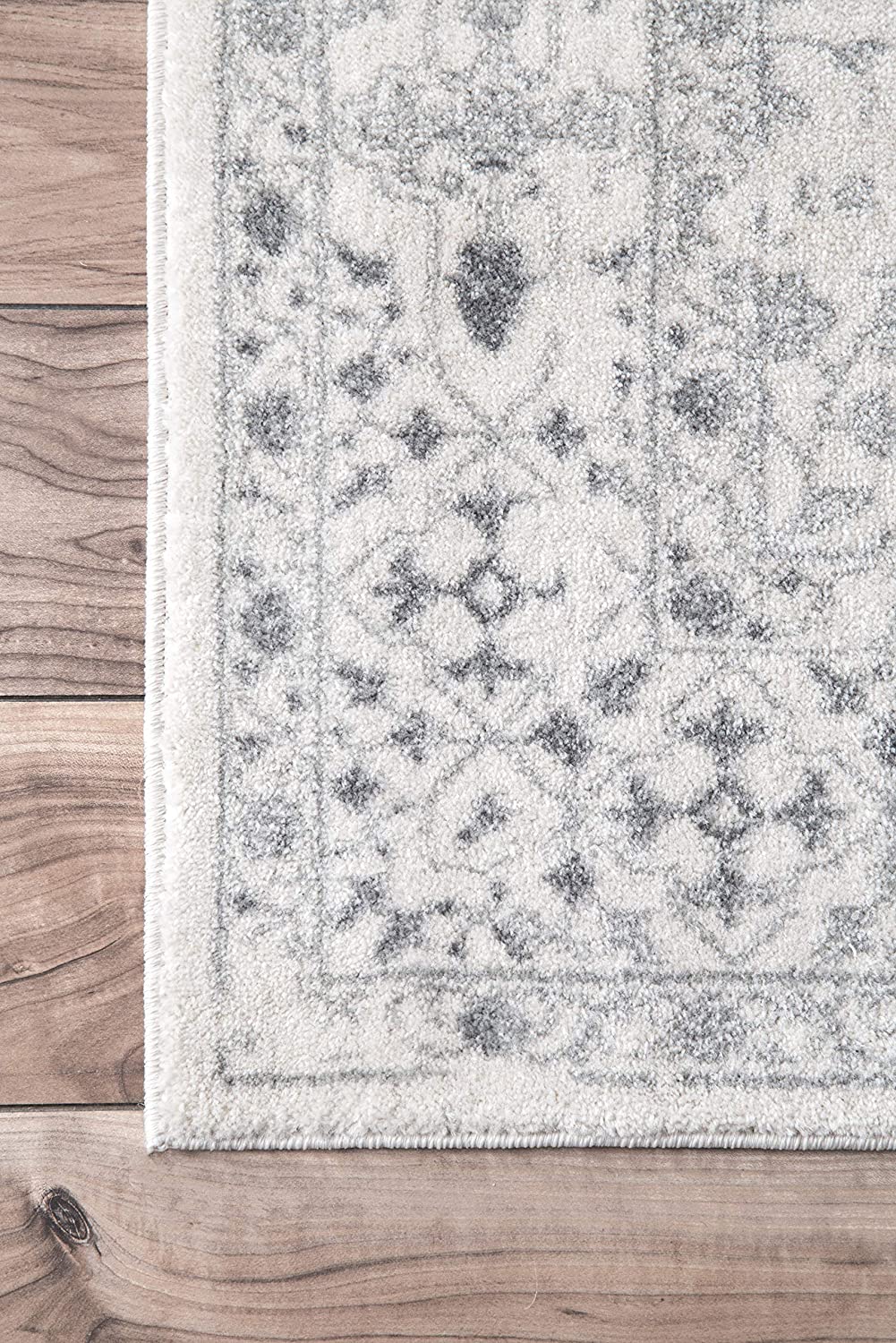 Faded Vintage Floral Damask Distressed Ivory Soft Area Rug – Joanna ...